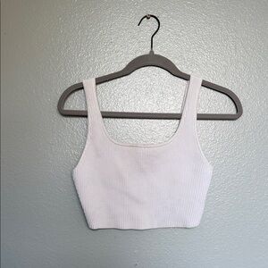Babaton White Ribbed Crop Top